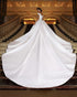 Elegant Satin Wedding Dress Ball Gowns 2019 Off The Shoulder Modest Lace Bridal Gown Cathedral Train